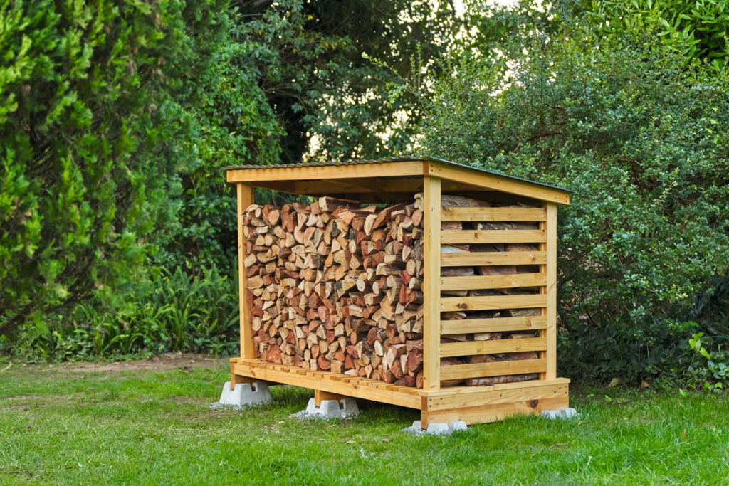 Stacked Firewood in a woodshed